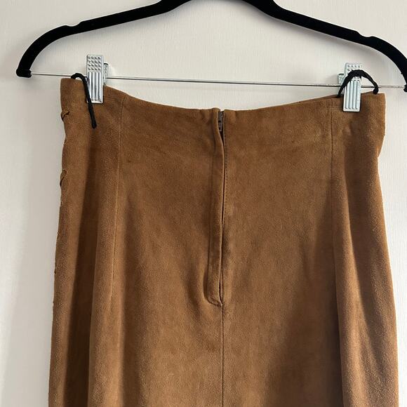 Maxfield Parrish Genuine Suede Maxi Skirt – Tan-Lace-Up Side Slit – Made in GB - Picture 8 of 10